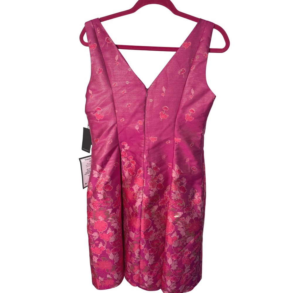 NWT Adrianna Papell Pink Floral Jacquard Fit & Flare Dress Size 8 - Picture 6 of 11